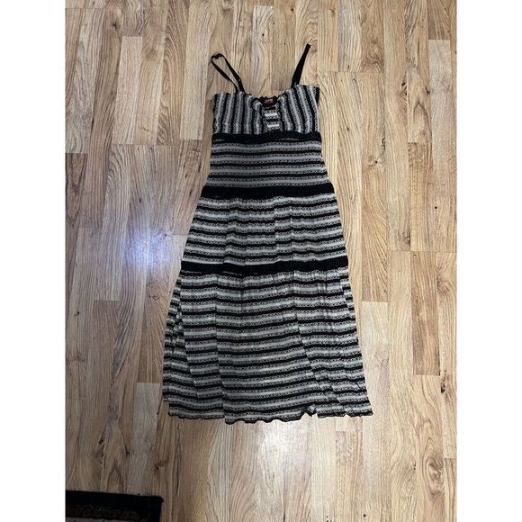 RARE Vintage Domes Italy Womens Small Sundress Black White Stretch Adj Straps - Picture 6 of 7